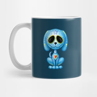 Blue Zombie Sugar Skull Puppy Dog Mug